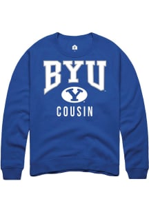 Rally BYU Cougars Mens Blue Cousin Long Sleeve Crew Sweatshirt