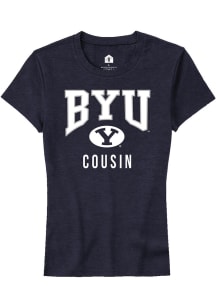 Rally BYU Cougars Womens Navy Blue Cousin Short Sleeve T-Shirt