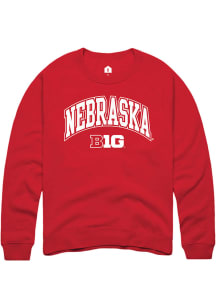 Rally Nebraska Cornhuskers Mens Red Arch Logo Long Sleeve Crew Sweatshirt