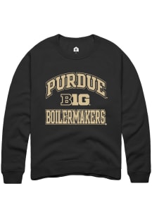 Rally Purdue Boilermakers Mens Black No 1 Long Sleeve Crew Sweatshirt