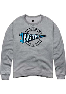 Rally Big Ten Mens Grey Pennant Long Sleeve Crew Sweatshirt