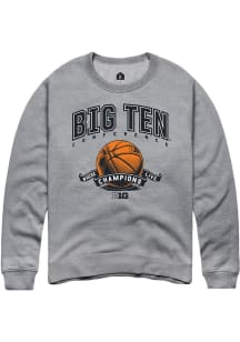 Mens Big Ten Grey Rally Basketball Ribbon Crew Sweatshirt