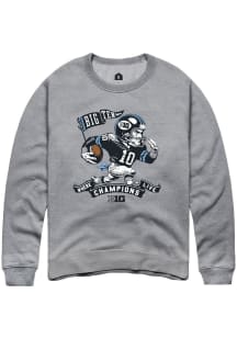 Rally Big Ten Mens Grey Football Player Long Sleeve Crew Sweatshirt