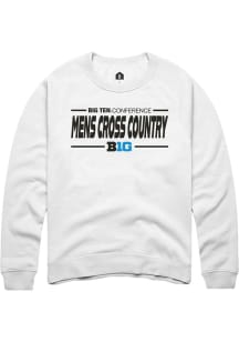 Rally Big Ten Mens White Mens Cross Country Long Sleeve Crew Sweatshirt