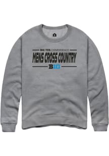 Rally Big Ten Mens Grey Mens Cross Country Long Sleeve Crew Sweatshirt