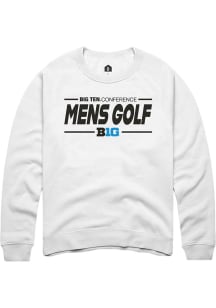 Rally Big Ten Mens White Mens Golf Long Sleeve Crew Sweatshirt