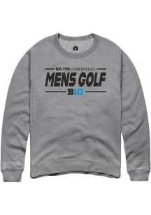 Rally Big Ten Mens Grey Mens Golf Long Sleeve Crew Sweatshirt