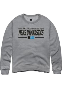 Rally Big Ten Mens Grey Mens Gymnastics Long Sleeve Crew Sweatshirt