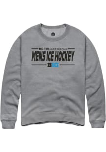 Rally Big Ten Mens Grey Mens Ice Hockey Long Sleeve Crew Sweatshirt