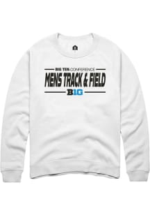 Mens Big Ten White Rally Mens Track &amp; Field Crew Sweatshirt