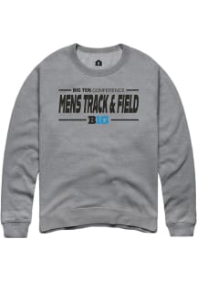 Rally Big Ten Mens Grey Mens Track &amp; Field Long Sleeve Crew Sweatshirt