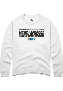 Mens Big Ten White Rally Mens Lacrosse Crew Sweatshirt