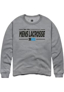 Rally Big Ten Mens Grey Mens Lacrosse Long Sleeve Crew Sweatshirt