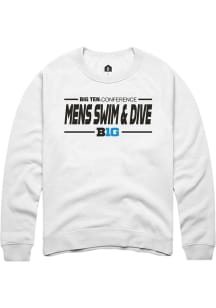 Mens Big Ten White Rally Mens Swimming &amp; Diving Crew Sweatshirt