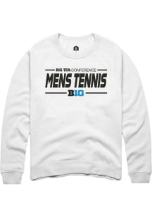 Mens Big Ten White Rally Mens Tennis Crew Sweatshirt