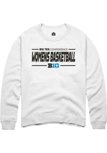 Rally Big Ten Mens White Womens Basketball Long Sleeve Crew Sweatshirt