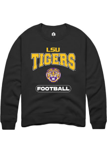Rally LSU Tigers Mens Black Football Long Sleeve Crew Sweatshirt