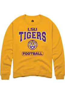 Rally LSU Tigers Mens Gold Football Long Sleeve Crew Sweatshirt