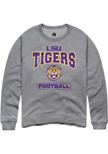 Rally LSU Tigers Mens Grey Football Long Sleeve Crew Sweatshirt