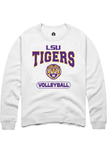 Rally LSU Tigers Mens White Volleyball Long Sleeve Crew Sweatshirt