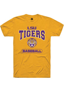 Rally LSU Tigers Gold Baseball Short Sleeve T Shirt