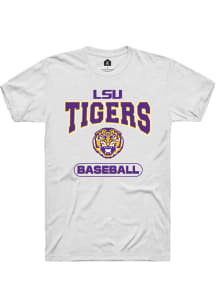 Rally LSU Tigers White Baseball Short Sleeve T Shirt