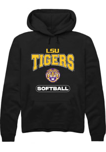 Rally LSU Tigers Mens Black Softball Long Sleeve Hoodie