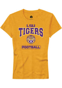 Rally LSU Tigers Womens Gold Football Short Sleeve T-Shirt