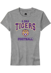 Rally LSU Tigers Womens Grey Football Short Sleeve T-Shirt
