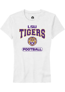 Rally LSU Tigers Womens White Football Short Sleeve T-Shirt