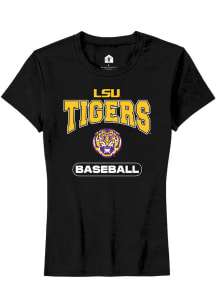 Rally LSU Tigers Womens Black Baseball Short Sleeve T-Shirt