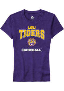 Rally LSU Tigers Womens Purple Baseball Short Sleeve T-Shirt