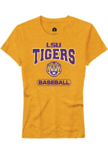 Rally LSU Tigers Womens Gold Baseball Short Sleeve T-Shirt