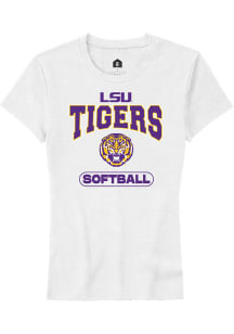 Rally LSU Tigers Womens White Softball Short Sleeve T-Shirt