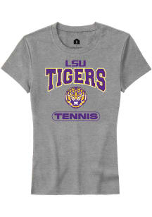 Rally LSU Tigers Womens Grey Tennis Short Sleeve T-Shirt