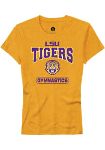 Rally LSU Tigers Womens Gold Gymnastics Short Sleeve T-Shirt