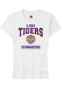 Rally LSU Tigers Womens White Gymnastics Short Sleeve T-Shirt
