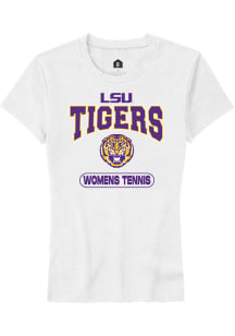 Rally LSU Tigers Womens White Womens Tennis Short Sleeve T-Shirt