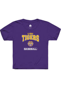 Rally LSU Tigers Youth Purple Baseball Short Sleeve T-Shirt