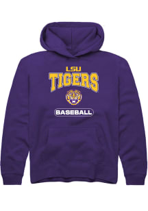 Rally LSU Tigers Youth Purple Baseball Long Sleeve Hoodie