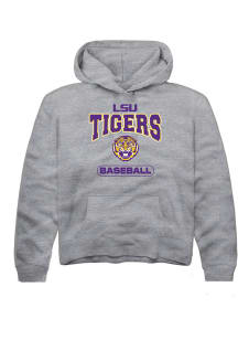 Rally LSU Tigers Youth Grey Baseball Long Sleeve Hoodie