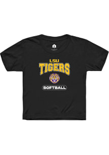 Rally LSU Tigers Youth Black Softball Short Sleeve T-Shirt