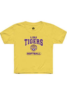 Rally LSU Tigers Youth Yellow Softball Short Sleeve T-Shirt