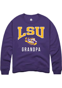 Rally LSU Tigers Mens Purple Grandpa Long Sleeve Crew Sweatshirt