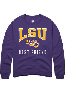 Rally LSU Tigers Mens Purple Best Friend Long Sleeve Crew Sweatshirt