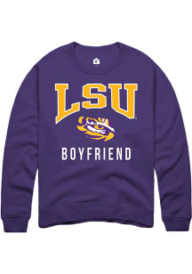 Rally LSU Tigers Mens Purple Boyfriend Long Sleeve Crew Sweatshirt
