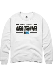 Rally Big Ten Mens White Womens Cross Country Long Sleeve Crew Sweatshirt