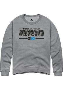 Mens Big Ten Grey Rally Womens Cross Country Crew Sweatshirt