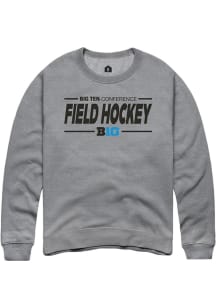 Rally Big Ten Mens Grey Field Hockey Long Sleeve Crew Sweatshirt