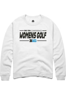 Rally Big Ten Mens White Womens Golf Long Sleeve Crew Sweatshirt